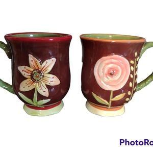 Vintage Cypress Hand Painted Mugs Set Of 2